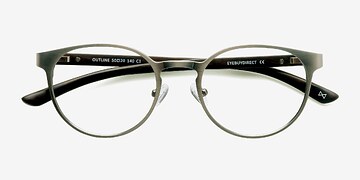 Matte Silver/Wood Outline -  Classic Mixed Wood Eyeglasses