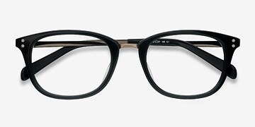 Black Synopsis -  Vintage Acetate, Metal Eyeglasses