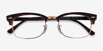 Tortoise & Gold Ray-Ban Clubmaster Square -  Metal Eyeglasses