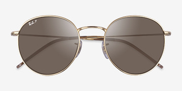 Gold Ray-Ban Round Reverse -  Metal Sunglasses