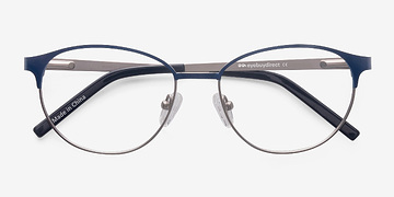Navy Silver Mamba -  Lightweight Metal Eyeglasses