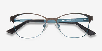 Brown Blue Sabrina -  Metal Eyeglasses