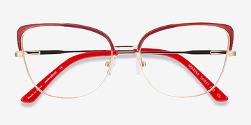 Red & Gold Marina -  Vintage Metal Eyeglasses