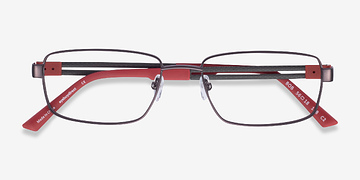 Gunmetal Red Bob -  Metal Eyeglasses
