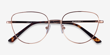 Shiny Rose Gold Clotilde -  Metal Eyeglasses