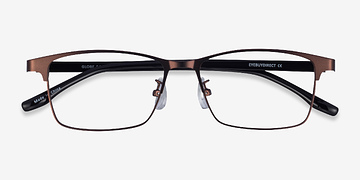 Matte Coffee Black Globe -  Metal Eyeglasses