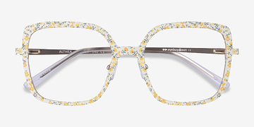 Yellow Floral Althea -  Metal Eyeglasses
