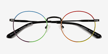Shiny Black Rainbow Glimmer -  Metal Eyeglasses