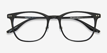 Black Silver Follow -  Lightweight Metal Eyeglasses