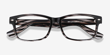 Black Striped Persisto -  Geek Plastic Eyeglasses