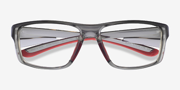 Clear Gray Red Buff -  Plastic Eyeglasses