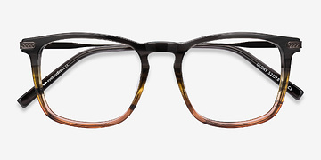 Gray Striped Glory -  Acetate, Metal Eyeglasses