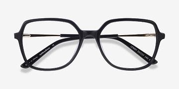 Black Lenny -  Vintage Acetate, Metal Eyeglasses