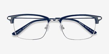Navy Maxwell -  Vintage Acetate, Metal Eyeglasses