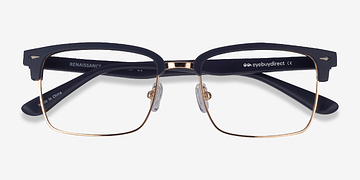 Matte Blue & Gold Renaissance -  Plastic Eyeglasses