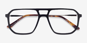 Black & Silver Iconic -  Acetate, Metal Eyeglasses