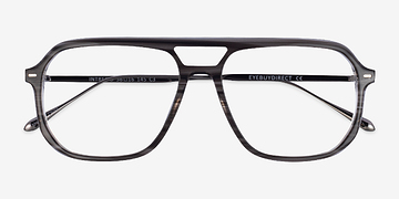 Gray Striped Intrepid -  Metal Eyeglasses