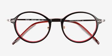 Black Burgundy Silver Reily -  Metal Eyeglasses