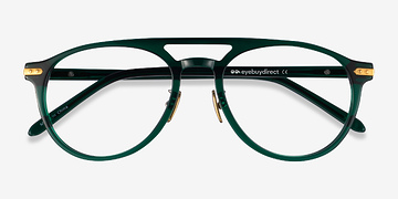 Dark Green Gold Aston -  Metal Eyeglasses