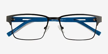 Matte Black Blue Victory -  Metal Eyeglasses