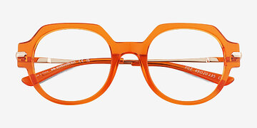 Clear Orange File -  Metal Eyeglasses