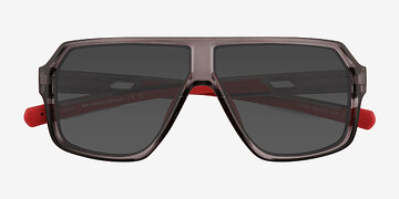 Clear Gray Geo -  Plastic Sunglasses