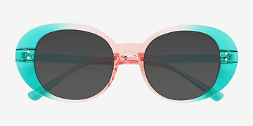 Rainbow Green Bold Heart -  Plastic Sunglasses