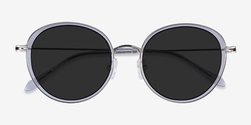 Clear Gray Silver Nagano -  Metal Sunglasses