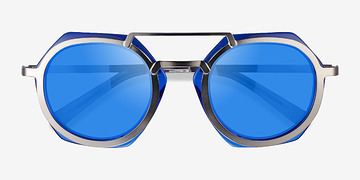 Blue Silver Multi -  Metal Sunglasses