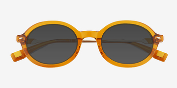 Clear Orange Adel -  Metal Sunglasses