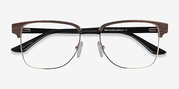Gold, Black & Dark Wood Biome -  Classic Mixed Wood Eyeglasses