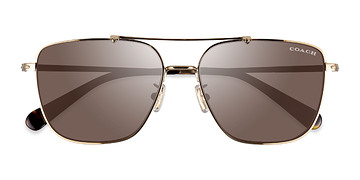 Shiny Light Gold Coach HC7137 CA576 -  Metal Sunglasses